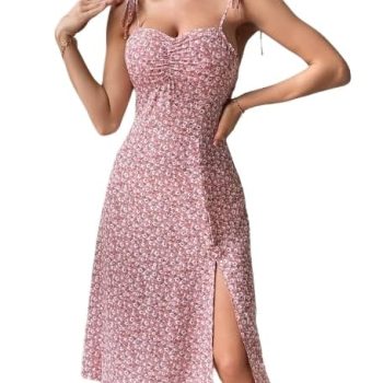 SYYNCRO Women’s Western A-Line Strap Cotton Knee-Length Regular Fit Dress || Short Midi Dresses || One Peace Mini Dress || Beach Wear Dress