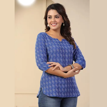 Burundi Blu Blue Color Cotton A-Line