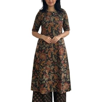 Designer Women's Rayon Viscose Straight Printed Kurta with Palazzo