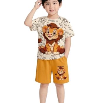 M.C Kids Dress for Boys | Cotton Half Sleeve Animal Printed T-shirt and Shorts Combo
