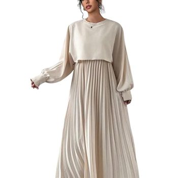Dress for Women || Women’s Solid Pleated Maxi Dress
