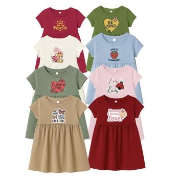 Kids Knitted Cotton Frock for Girls (1–6 Years) | Soft & Stylish Printed Dress | Pack of 3 Combo