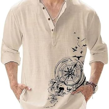 Men's Cotton Blend Mandarin Collar Self One Design Full Sleeve Casual Short Kurta