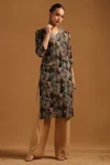 Rust Pure Cotton Floral Kurta