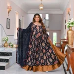 Madhavi- Midnight Blue Slit Anarkali Lehenga Set