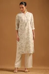 Cream Cotton Botanical Kurta