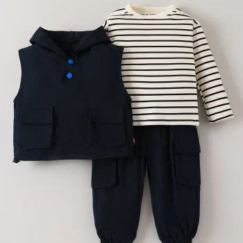 3-Pc Striped Ribbed Pant Set