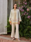 Ela Linen Printed Light Blue Shirt Set