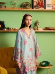 Nriti Cupro Satin Printed Blue Co-ord set