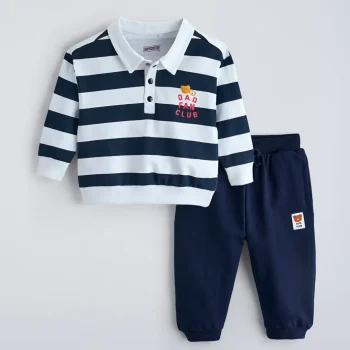 Striped Pure Cotton Jogger Set