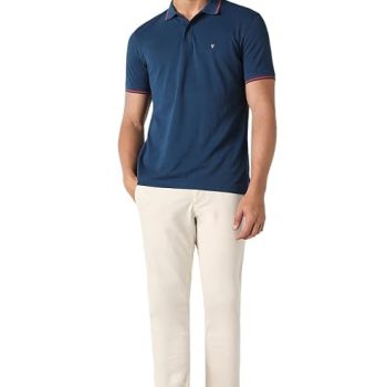 Van Heusen Men's Cotton Solid Regular Fit Collar Polo T-Shirt