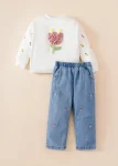 Floral Applique Sweatshirt & Jeans Set