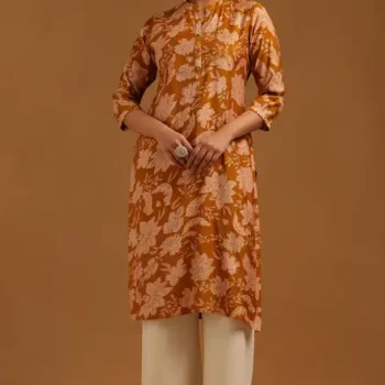 Mustard Desert Storm Floral Kurta