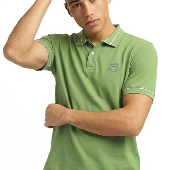 Peter England Men's Regular Fit Insignia Half Sleeve Polo T-Shirt