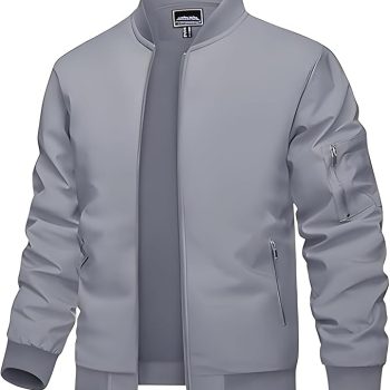 Men's Bomber Jacket, Lightweight Transition Jacket, Aviator Jackets, Spring, Autumn Blouson with Pockets