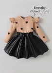 2-Pc Heart Ruffled Blouse & Skirt