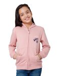 Girls Zipper Hooded Sweatshirt | Placement Print | Insert Pockets | Ribbed Hem | Regular Fit