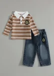 Striped Polo & Denim Jeans