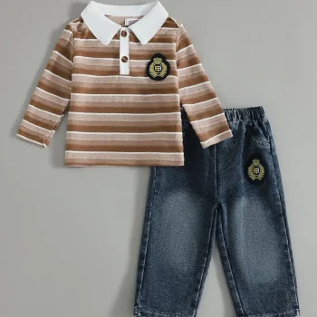 Striped Polo & Denim Jeans