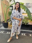 Marius Lawn Printed White/Navy Kurta Set