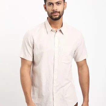 Men's Solid Half Sleeves Cotton Blend Shirt