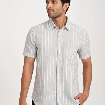 Men's Striped Half Sleeve Cotton Blend Shirt