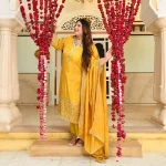 Heeriye- Yellow Mirror & Cutdana Embroidered Pure Tissue Silk Suit Set