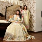 Teri Deewani- Ivory & Gold Pure Cosmos Tissue Silk Cutdana Embroidered Suit Set