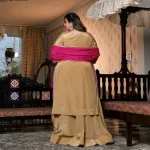 Ishq wala Love- Gold & Pink Pure Crepe Cutdana Embroidered Kurta Skirt Set