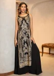 BLACK GOLD EMBROIDERED STRAIGHT KURTA WITH PALAZZO PANTS