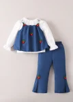 3-Pc Lace Embellished Strawberry Jeans Set