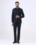 Navy Two Piece Textured Suit - Jenz