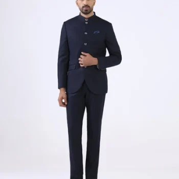 Navy Two Piece Textured Suit - Jenz