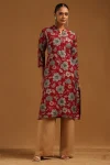 Black Desert Storm Floral Kurta