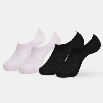 Compact Cotton Stretch No Show Socks with StayFresh Treatment - Lavender Fog Melange & Black